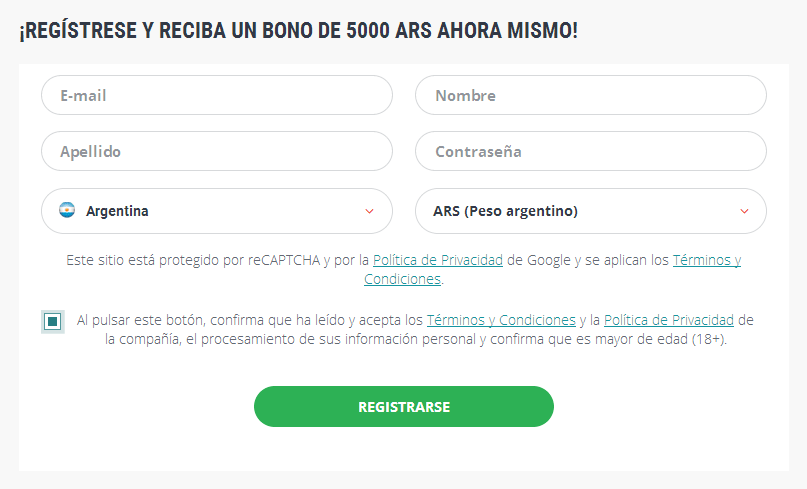 Formularios de inscripción Argentina