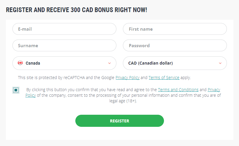 Signup Form Canada
