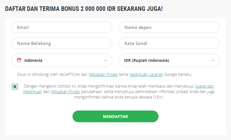 Formulir pendaftaran Indonesia