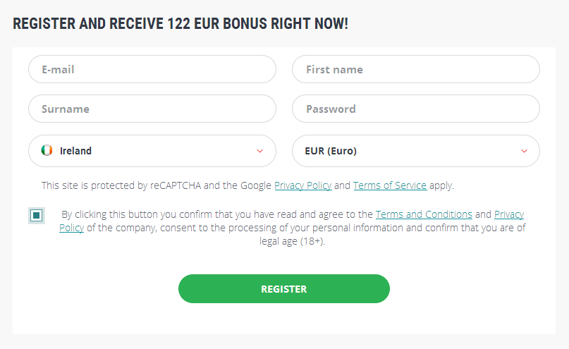 Signup Form Ireland