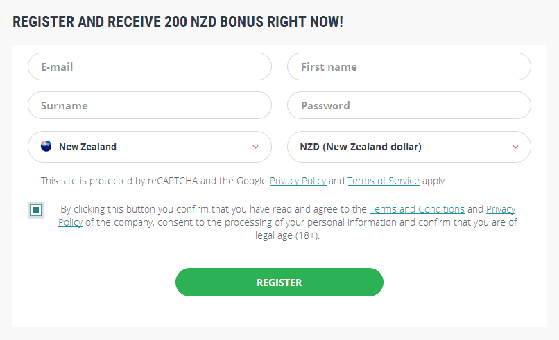 Signup Form New Zealand